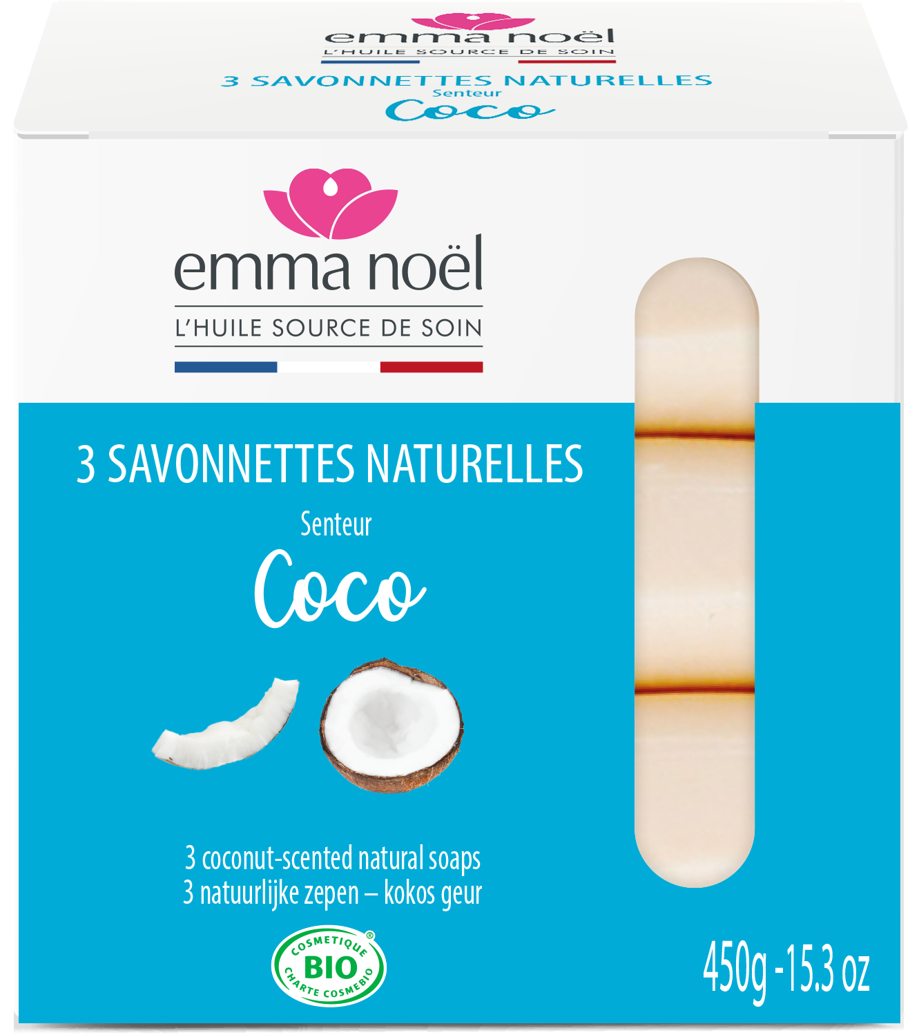 Emma Noël -- Savonnettes coco bio - 3 x 150 g