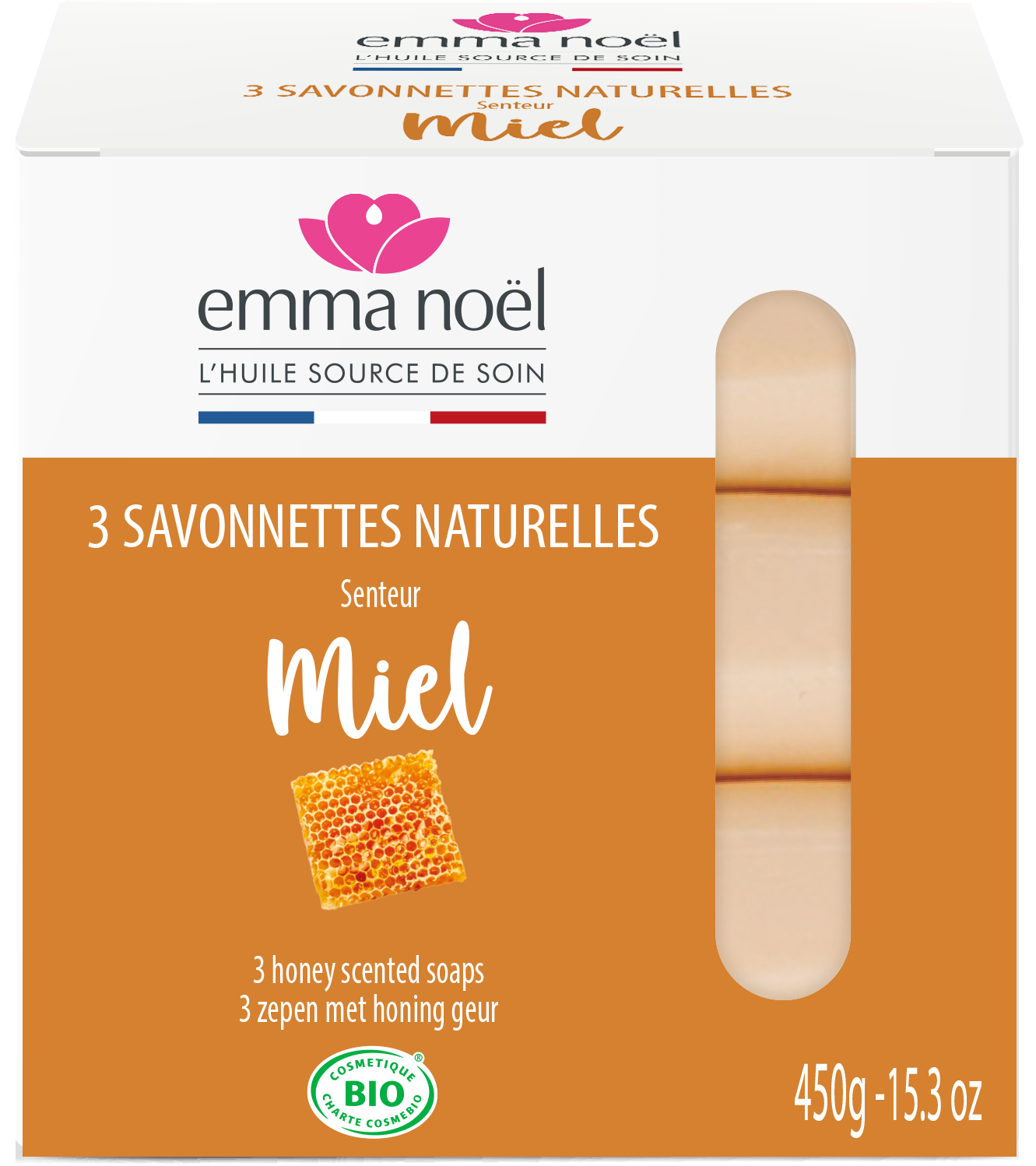 Emma Noël -- Savonnettes miel bio - 3 x 150 g