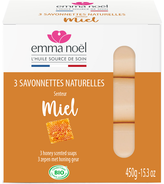Emma Noël -- Savonnettes miel bio - 3 x 150 g