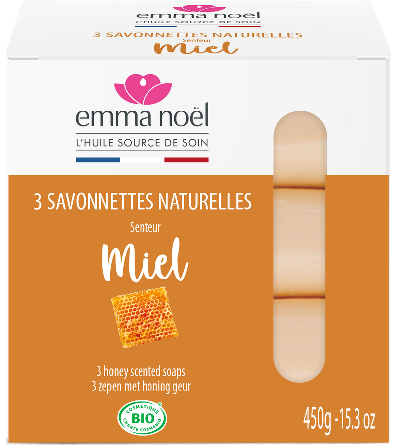Emma Noël -- Savonnettes miel bio - 3 x 150 g