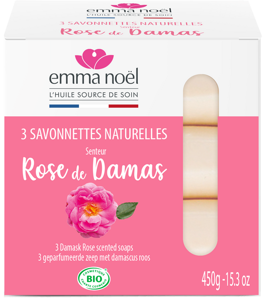 Emma Noël -- Savonnettes rose de damas bio - 3 x 150 g