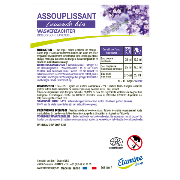 Etamine Du Lys -- Etiquettes pour l'assouplissant lavande (rouleau) - x 50