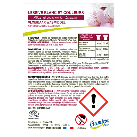 Etamine Du Lys -- Etiquettes pour la lessive fleur de cerisier-jasmin (rouleau) - x 50