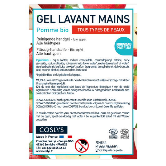 Coslys -- Etiquettes pour le gel lavant mains pomme (rouleau) - x 50