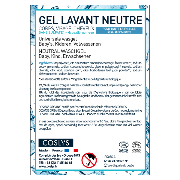 Coslys -- Etiquettes pour le gel lavant neutre (rouleau) - x 50