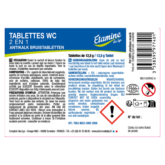 Etamine Du Lys -- Etiquettes pour les tablettes wc (rouleau) - x 50