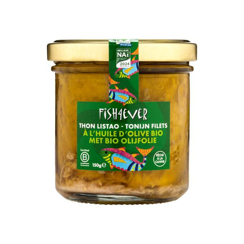 Filets de thon listao à l'huile d'olive extra vierge bio (en pot de verre) - 1