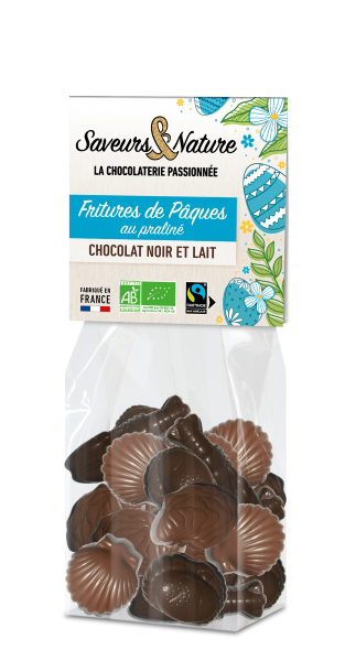 Fritures fourrées praliné noisette chocolat noir et lait bio - 1