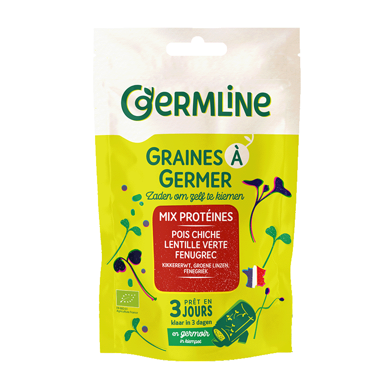 Germline -- Graines à germer mix protéines (pois chiche, lentille, fenugrec) bio (origine France) - 200 g