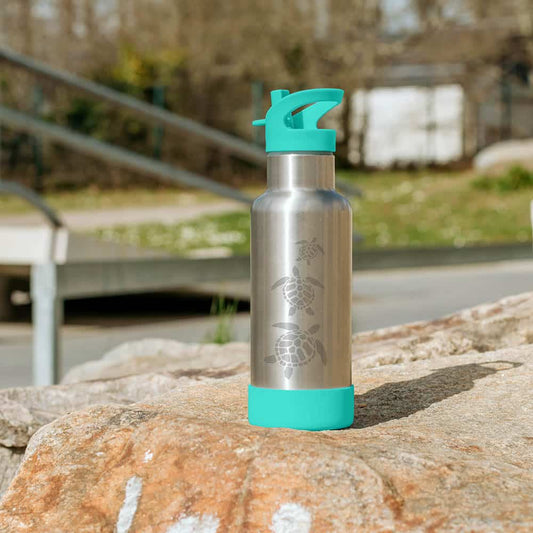 Gaspajoe -- Gourde isotherme funky inox gravure tortues turquoise - 500 ml