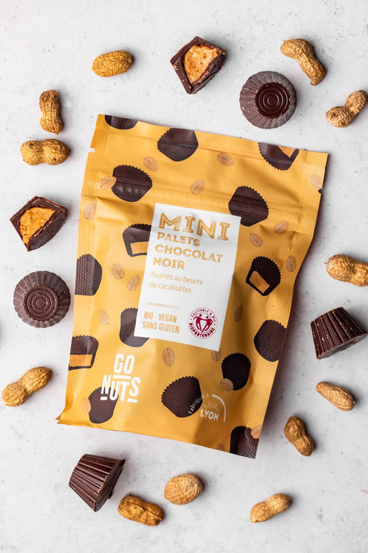 Go Nuts -- Mini palets chocolat noir fourrage beurre de cacahuètes bio - 120 g