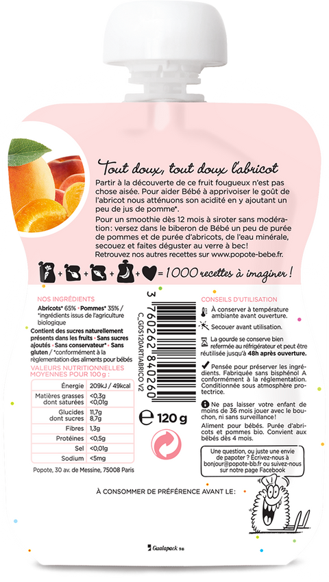 Gourde compote abricot bio - 2