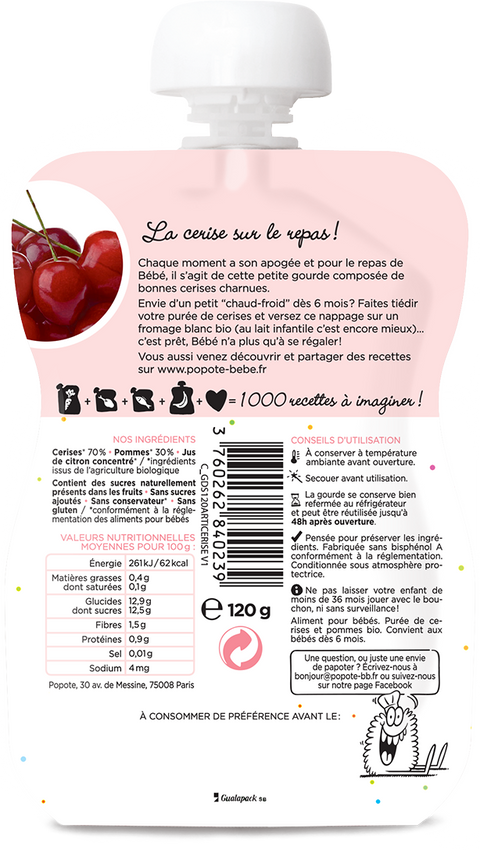 Gourde compote cerise bio - 2