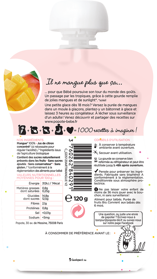 Gourde compote mangue bio - 2