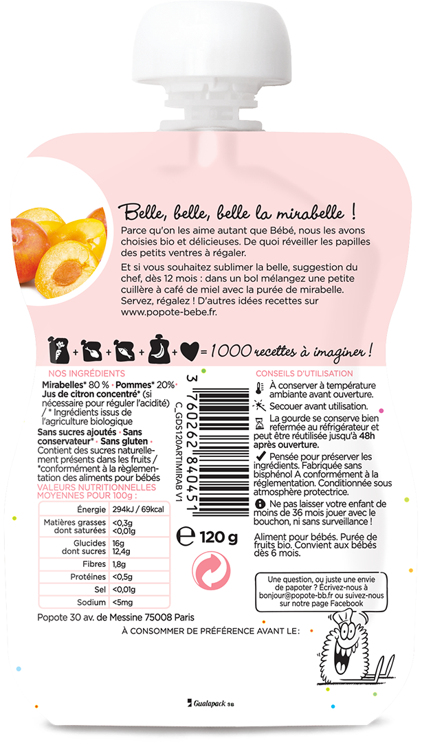 Gourde compote mirabelle bio - 2