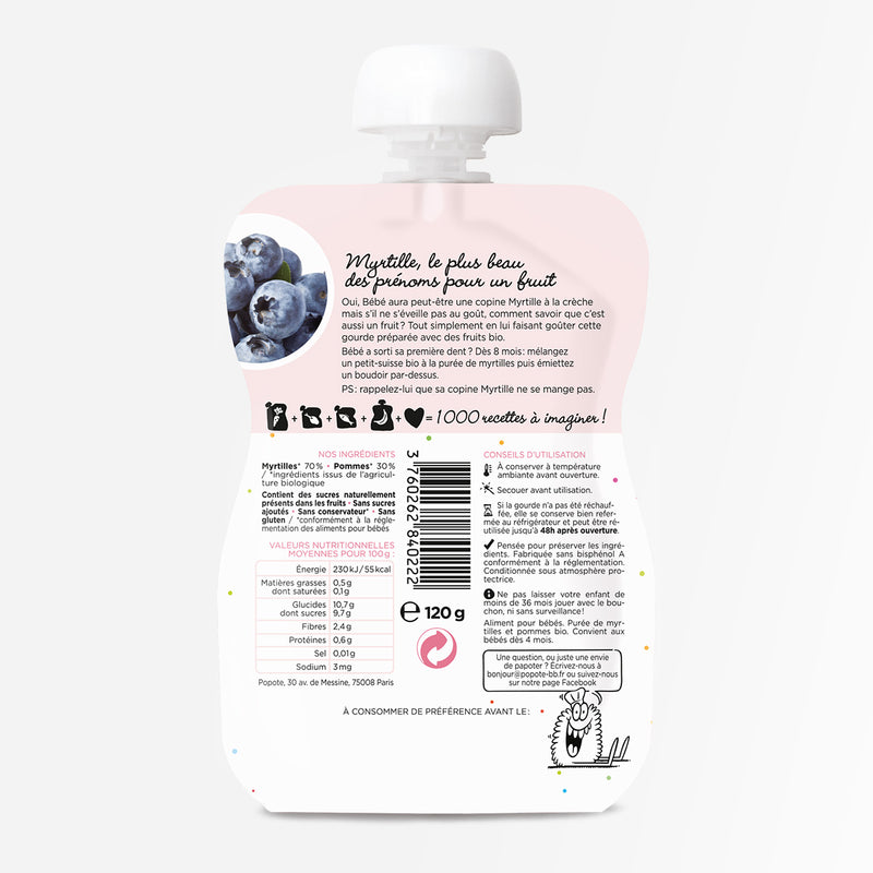 Gourde compote myrtille bio - 2