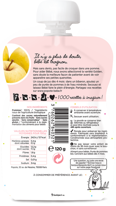 Gourde compote pomme lisse bio - 2