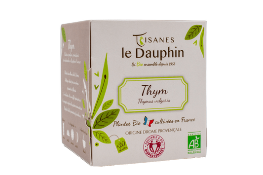 Tisanes Le Dauphin -- Infusion bio thym origine drôme (origine France) - 20 infusettes