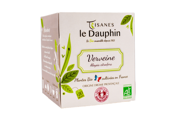 Tisanes Le Dauphin -- Infusion biologique de verveine origine Drôme (France) - 20 infusettes