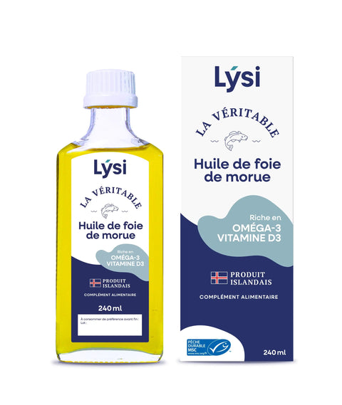 Lysi -- La véritable huile de foie de morue nature (origine Islande) - 240 mL