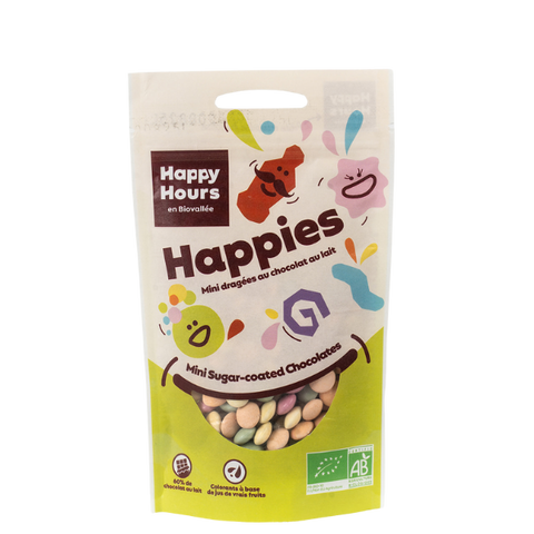 Happies - mini-dragées chocolat multicolores bio en sachet - 1