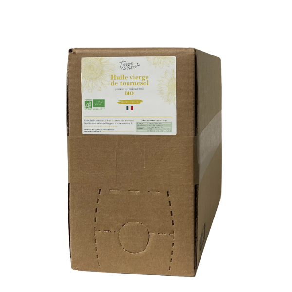 Terre De Sens -- Huile de tournesol vierge bio Vrac (origine France) - 10 L