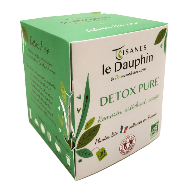 Tisanes Le Dauphin -- Infusion bio détox pure origine france - 20 infusettes