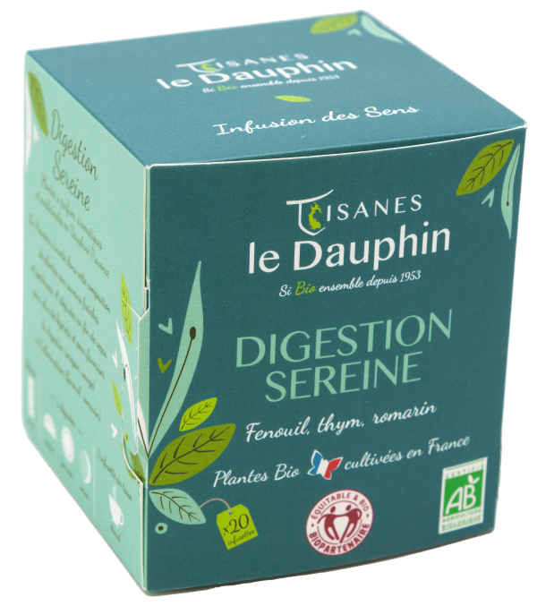 Tisanes Le Dauphin -- Infusion bio digestion sereine  origine france - 20 infusettes