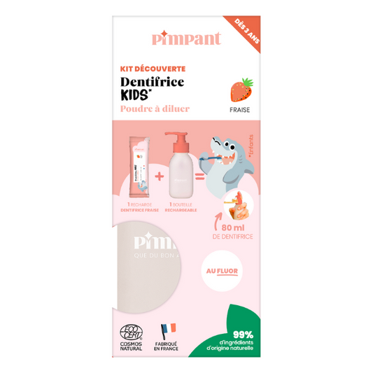 Pimpant -- Kit découverte dentifrice kids fraise  (1 bouteille + 1 recharge)