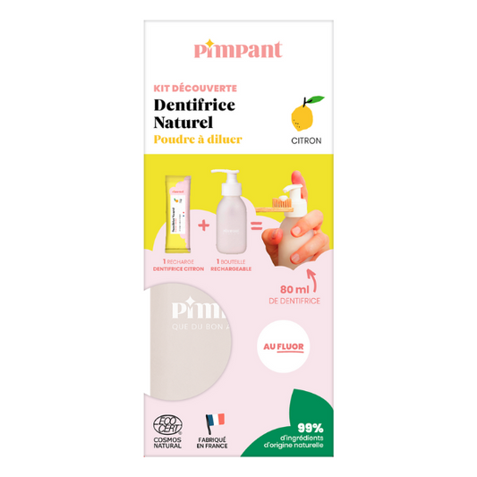 Pimpant -- Kit découverte dentifrice citron (1 bouteille + 1 recharge)