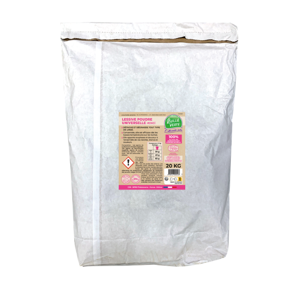 Bulle Verte -- Lessive poudre universelle au monoï Vrac - 20 kg