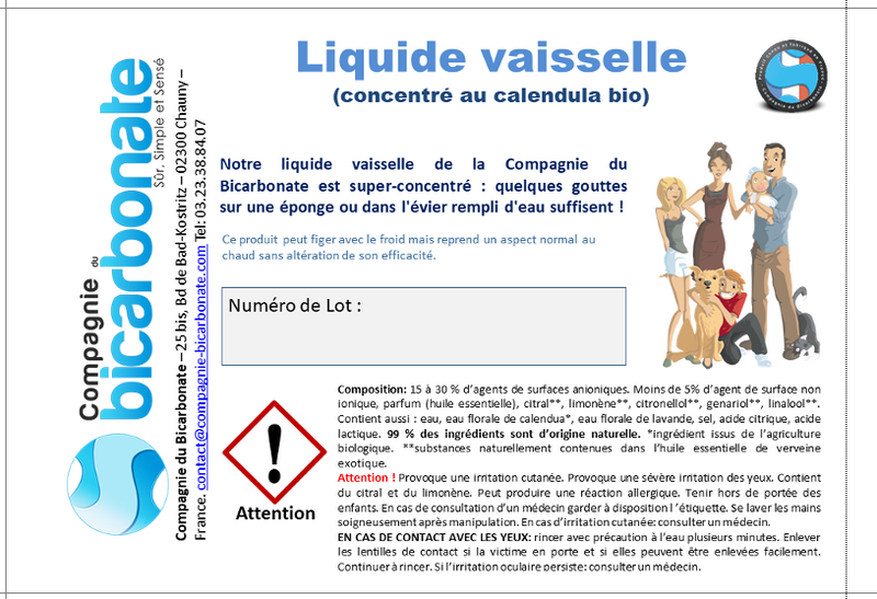Liquide vaisselle concentré au calendula bio vrac (8 étiquettes) - 1