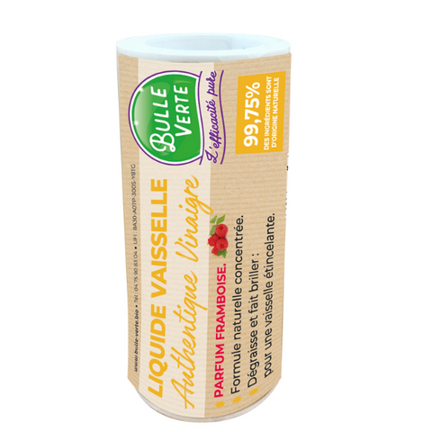 Bulle Verte -- Contre étiquette liquide vaisselle authentique vinaigre framboise - x 50