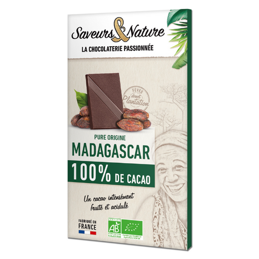 Saveurs & Nature -- Tablette 100% cacao bio sans sucre pure origine madagascar - 80 g