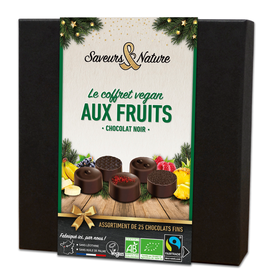 Saveurs & Nature -- Pré-commandes noël Coffret assortiment de bonbons de chocolats noir aux fruits - 25 chocolats