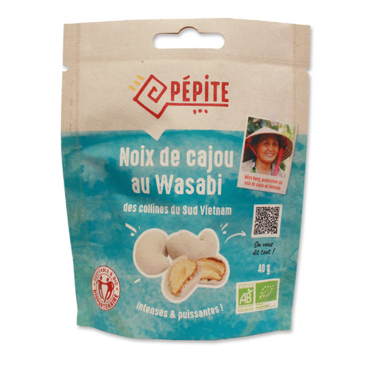 Agrosourcing -- Noix de cajou du vietnam wasabi bio - 40 g x 15