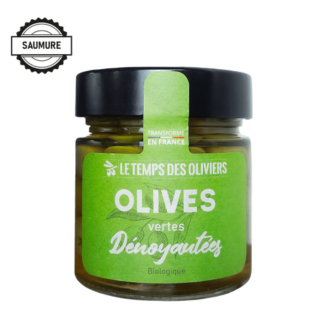 Olives vertes dénoyautées bio (en saumure) - 1