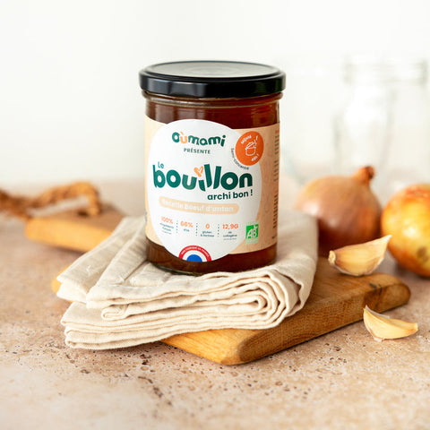 Oumami -- Bouillon bœuf d'antan bio mijoté 48h (3.49g de collagène/100mL) - 370 mL