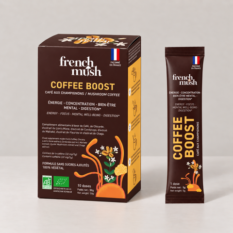 French Mush -- Coffee boost bio (aux champignons fonctionnels) 10 dosettes - 50 g