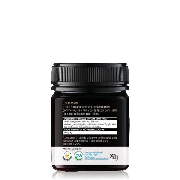 Comptoirs & Compagnies -- Miel de manuka iaa2+ biologique (mgo 19) (origine  Nouvelle zélande) - 250 g