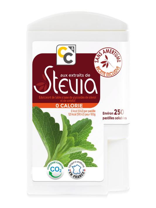 Comptoirs & Compagnies -- Distributeur 250 pastilles aux extraits de stévia recette sans amertume - 250 pastilles
