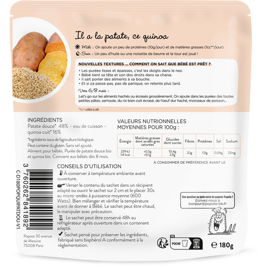 Popote -- Les moulinés patate douce quinoa - 180 g