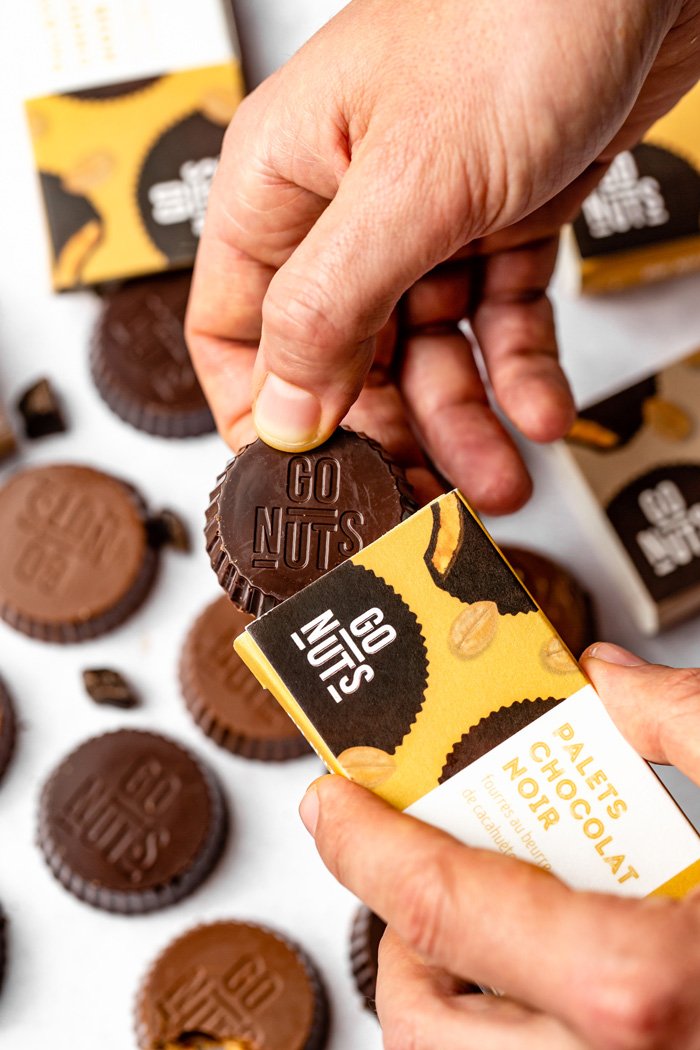 Palets chocolat noir fourrage beurre de cacahuètes bio (prêt à vendre) - 3