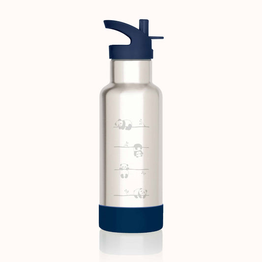 Gaspajoe -- Gourde isotherme funky inox gravure  pandas bleu nuit - 500 ml