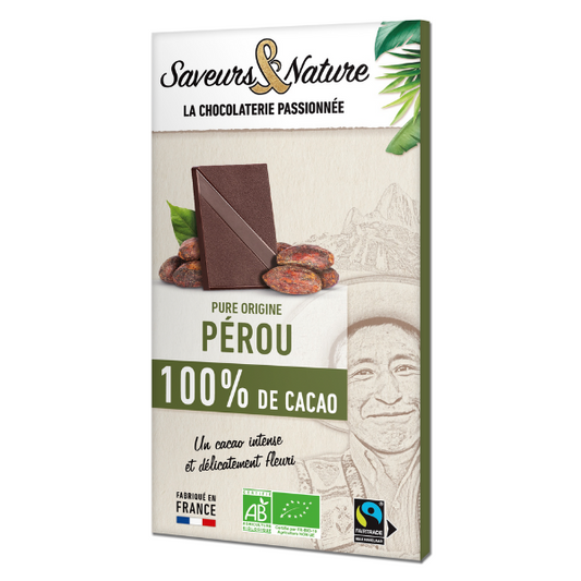 Saveurs & Nature -- Tablette 100% cacao bio sans sucre pure origine pérou - 80 g