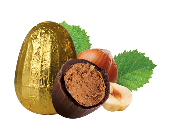 Petits œufs bio pralinés noisette enrobés de chocolat noir - 1