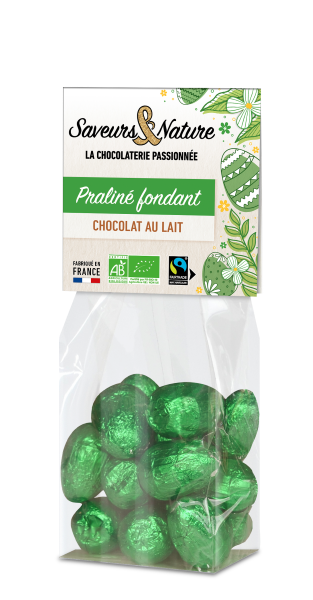 Petits œufs bio pralinés noisette et enrobés de chocolat au lait - 1