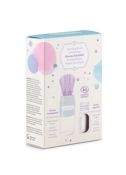 Pinceau magique & poudre scintillante argentée - 1