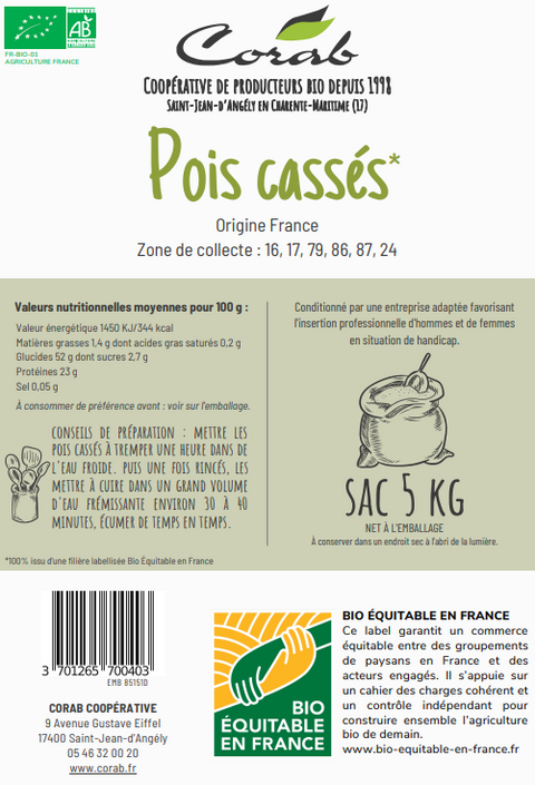  Pois cassés Bio Equitables  - 2