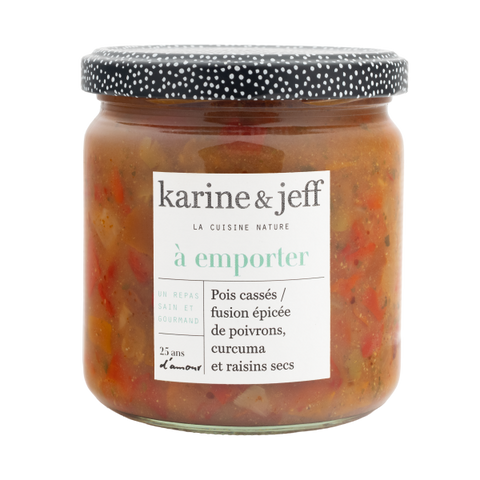 Pois cassés, fusion épicée de poivrons, curcuma et raisins secs bio - 1